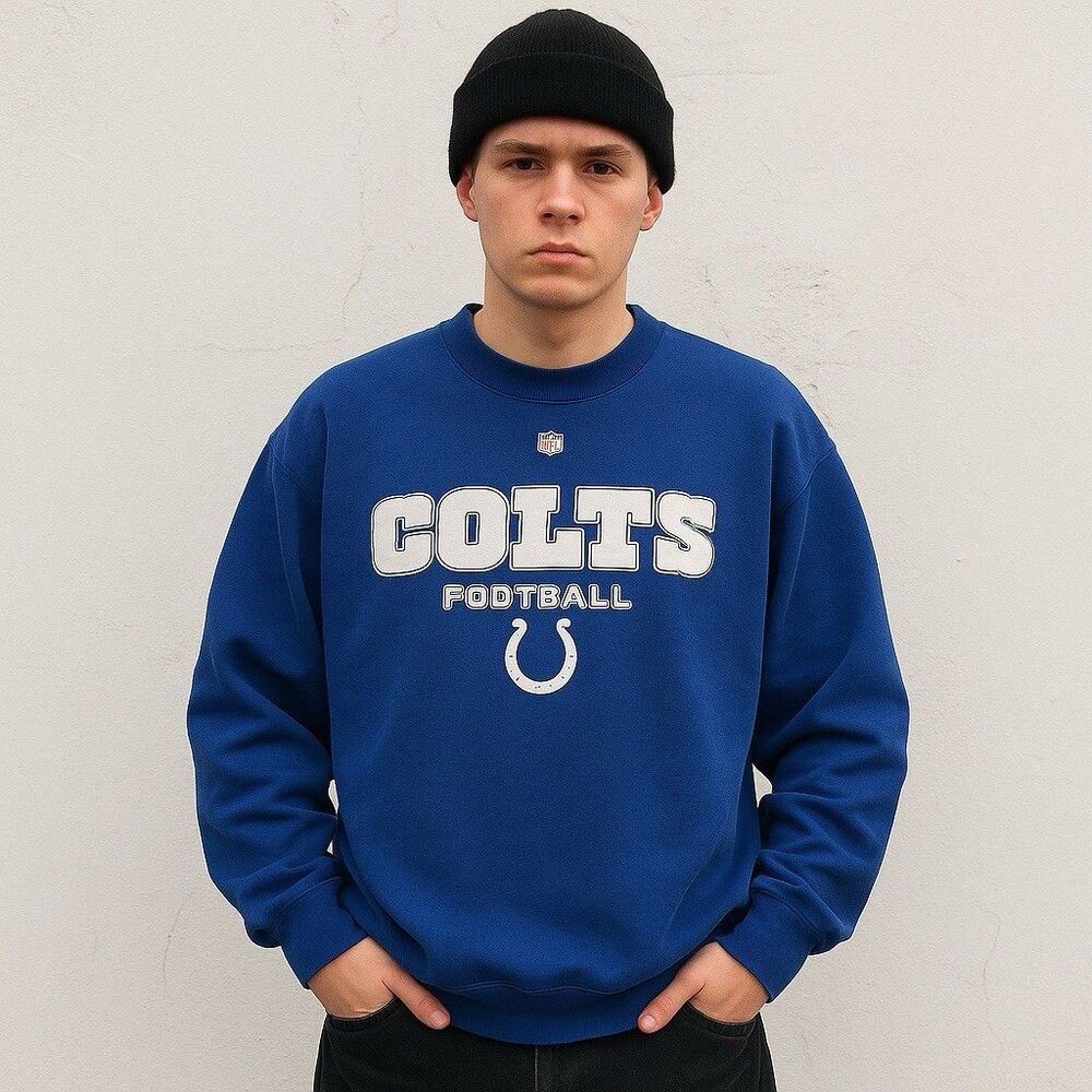 Indianapolis Colts Sweatshirt Mens 2XL Blue Vintage Lee NFL Football‎ Crewneck